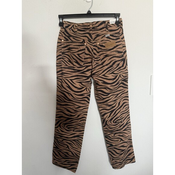Wrangler Womens High Rise Wild West 603 Straight Jeans 25 Purr Print Brown Black - Picture 6 of 10